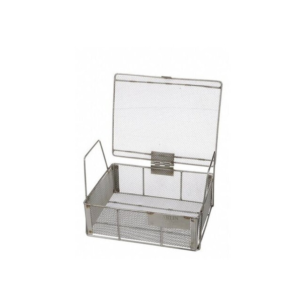 Rectangular Parts Washing Basket, #10 Mesh Size, Stainless Steel, Silver