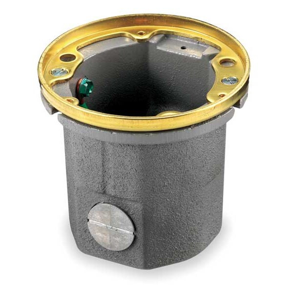 Electrical Box, 18.5 cu in, Floor Box Type, 1 Gang, Brass, Round Shape
