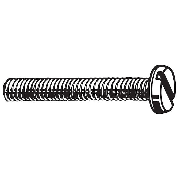 M4-0.70 x 25 mm Slotted Pan Machine Screw, Zinc Plated Steel, 100 PK