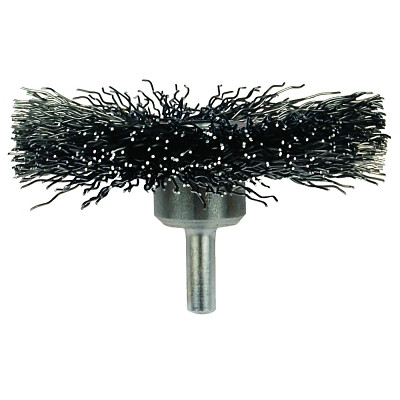 Mounted Crimped Wheel Brushes, Carbon Steel, 20,000 rpm, 3" x 0.014"