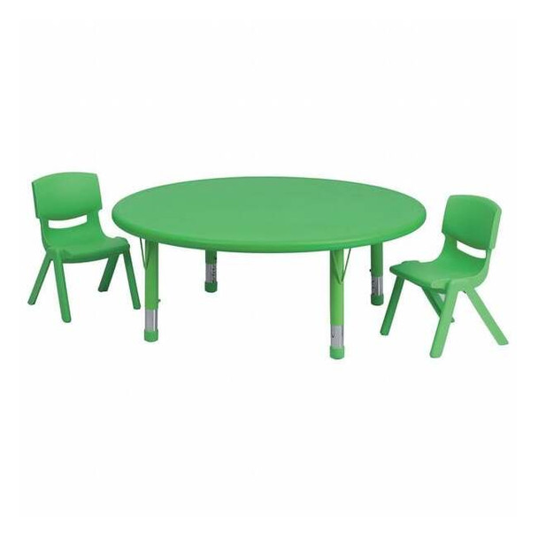 Round Activity Table, Plastic, Steel, Green
