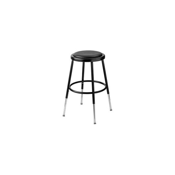 Interion Steel Shop Stool with Padded Seat - Adjustable Height 19""-27"" - Black
