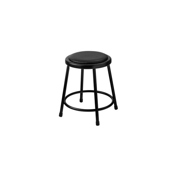 Interion 18"" Steel Work Stool with Vinyl Seat - Backless - Black - Pack of 2