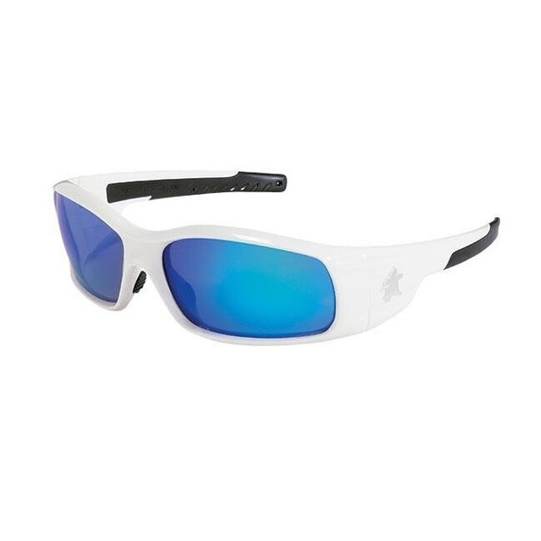 MCR Safety® Swagger® Eyewear, White Frame, Blue Diamond Mirror Lens, 1/Each