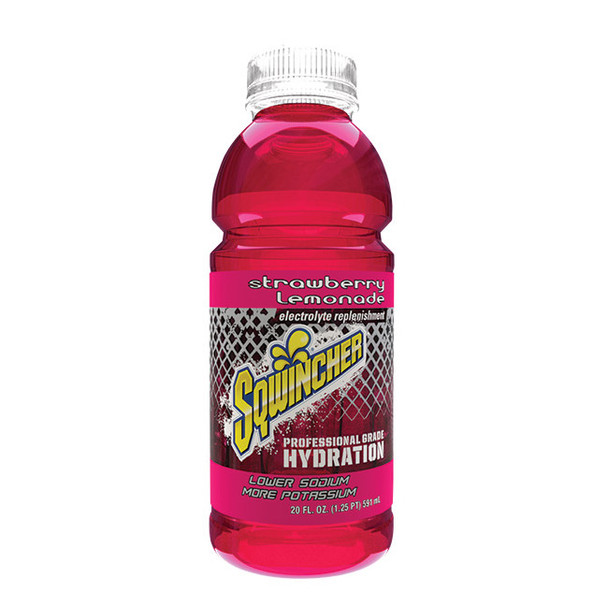 Sqwincher® Ready-To-Drink, 20 oz Bottles/Yield, Strawberry Lemonade, 24/Case
