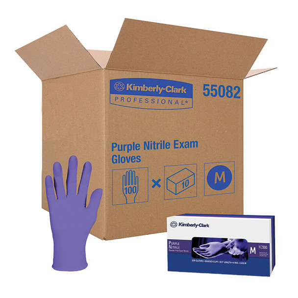 KleenGuard* Purple Nitrile™ Exam Gloves, Medium, 10 Boxes/100 Each