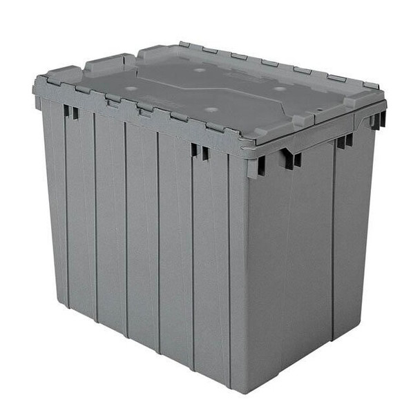 Akro-Mils® Attached Lid Container, 17 gal, 21 1/2"L x 17"H x 15"W, Gray, 1/Each