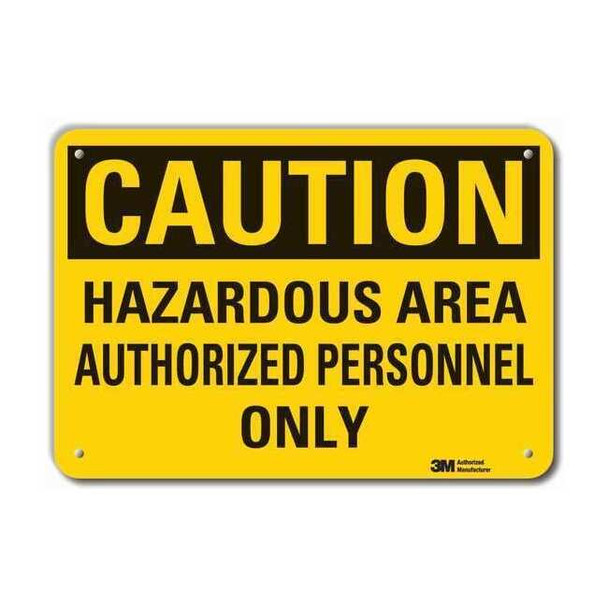 Caution Sign, 10 in Height, 14 in Width, Aluminum, Horizontal Rectangle, English