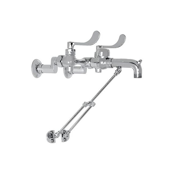 Wristblade Handle Straight Service Sink Faucet, 6" to 10" Mount, Chrome 4 Hole
