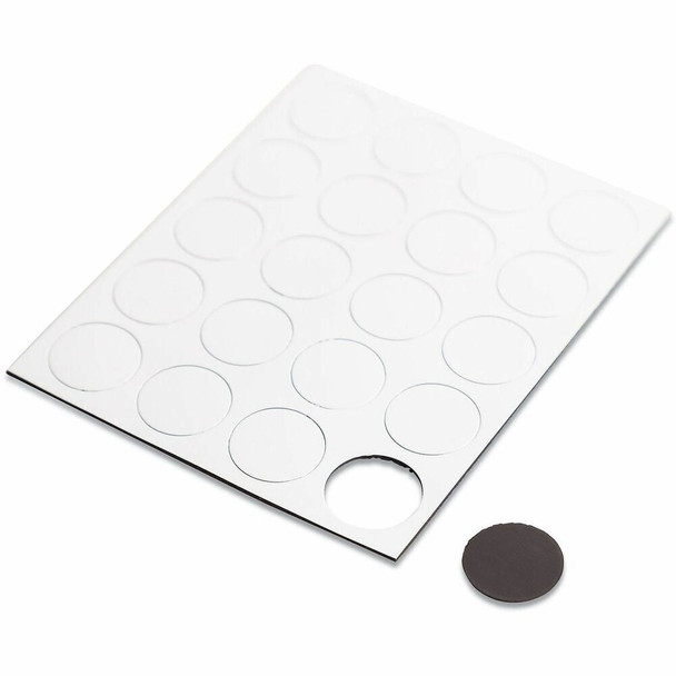 U Brands Board Magnet - 0.7" Diameter - Circle - Heavy Duty - 20 / Pack - White