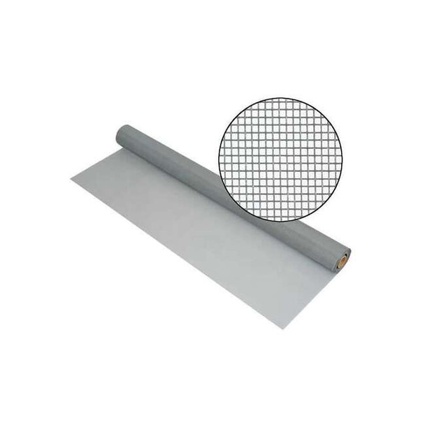 Door and Window Screen, Fiberglass, 60 in W, 100 ft L, 0.013 in Wire Dia, Silver