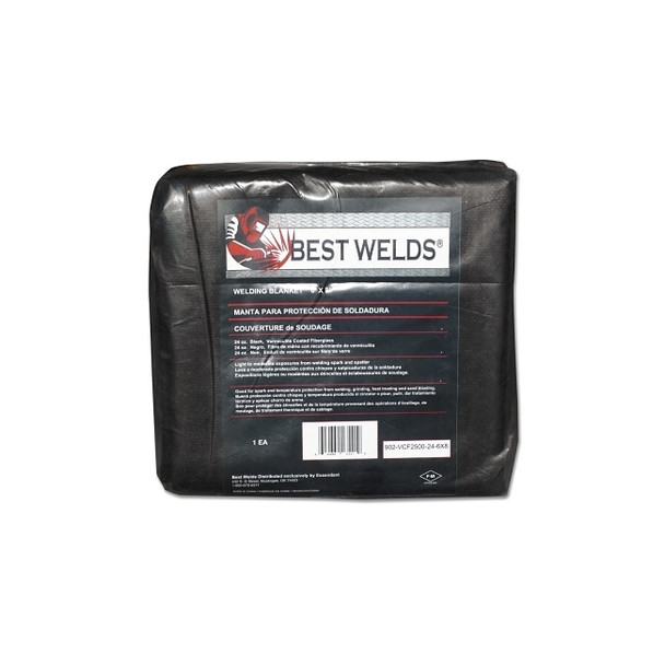 Welding Blanket, 6 ft X 6 ft, Fiberglass, Black, 24 oz