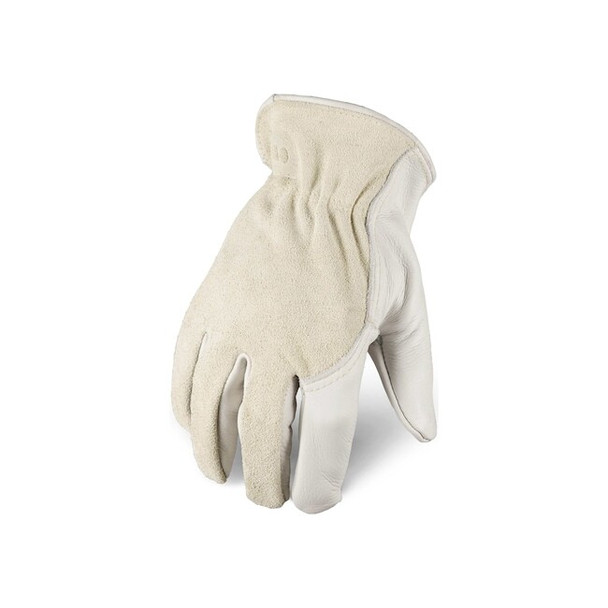 Leather Gloves, Cowhide, Slip-On, Wing Thumb, White / White, S, 1 PR