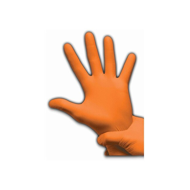Disposable Gloves, 8 mil Palm, Nitrile, Powder-Free, 100 PK, Orange, XL