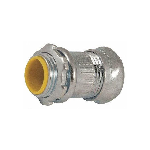EMT Grounding Connector, 2-1/2 in, Compression, Steel, Zinc Plated, Gray; Yellow