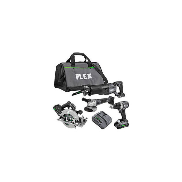 Flex Brushless 4 Tool Combo Kit w/ Circular Saw Drill Driver Reciprocating Saw &