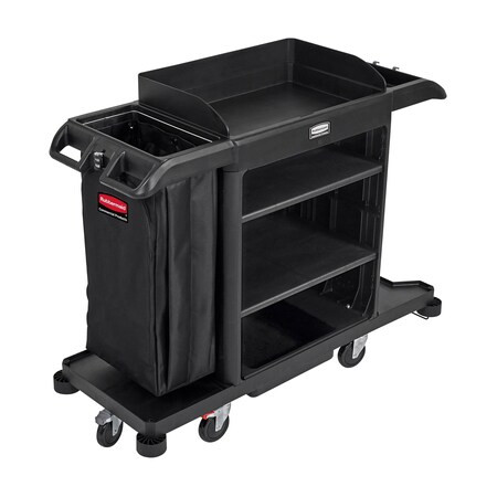 Rubbermaid Commercial Housekeeping Cart,Plastic Frame,Black 2202581