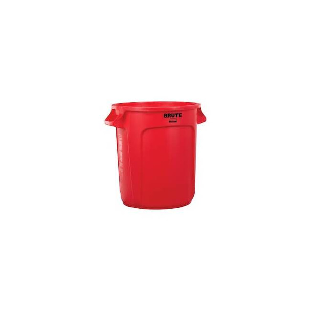 Brute(R) 10 gal Round Trash Can, Red, None, Plastic, Not Applicable