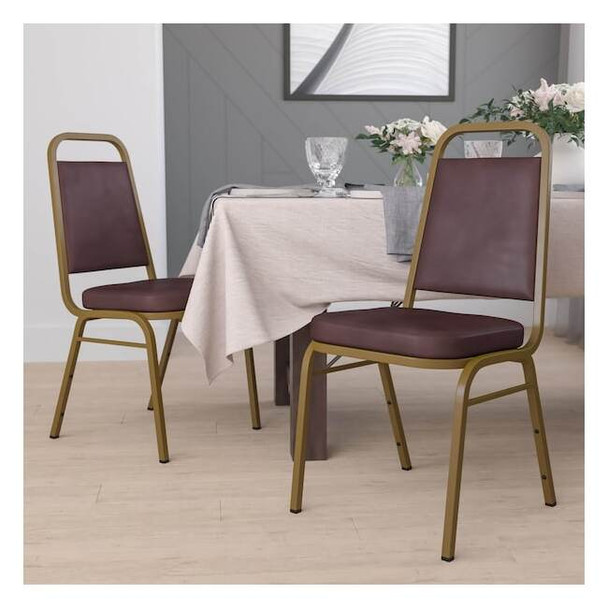 Flash Furniture Brown Vinyl Banquet Chair,PK4 4-FD-BHF-1-ALLGOLD-BN-GG