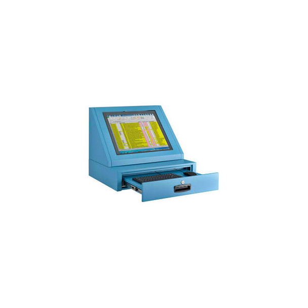 Global Industrial Countertop LCD Console Computer Cabinet Blue