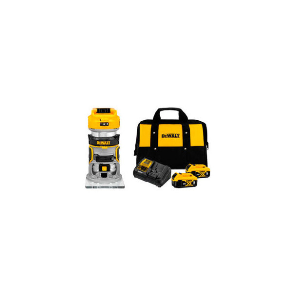 DeWalt DCW600B 20V 1/4"" Variable Speed Router Bundled W/ DCB205-2C 2 PK Battery