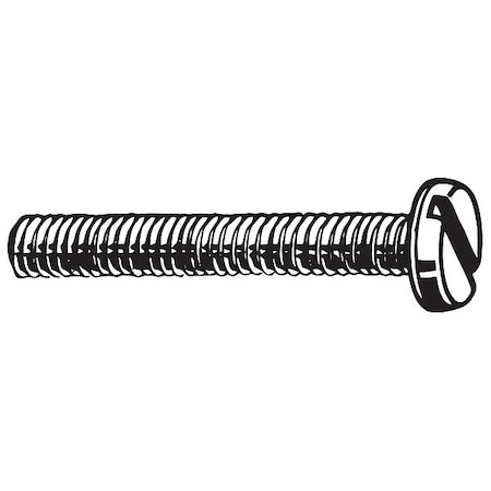 M6-1.00 x 25 mm Slotted Pan Machine Screw, Plain 18-8 Stainless Steel, 50 PK
