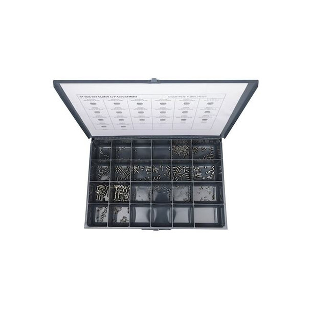 Set Screw Assortment, Alloy Steel, Plain Finish, 500 PCS