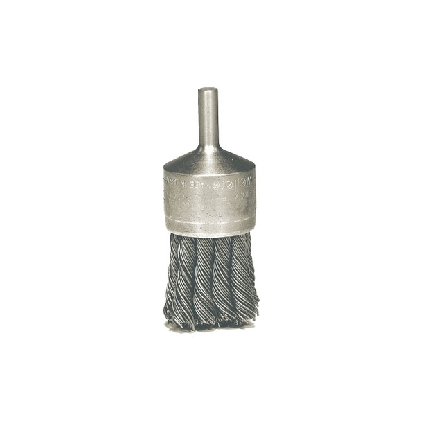 Knot Wire End Brush, Stainless Steel Bristles, 1-1/8 in Brush dia x 0.020 in Wire, 22000 RPM, 1 EA/EA