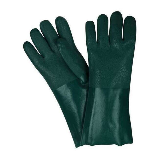 Memphis Chemical Resistant Gloves, PVC, 14 in L, Not Rated, Green, L, 12 PK