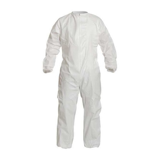 Dupont Coverall, L, White, Microporous Composite Fabric, zipper PC143SWHLG00250B