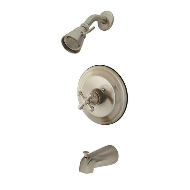 Tub and Shower Faucet, Standard, 3, Wall Mount, Brushed Nickel
