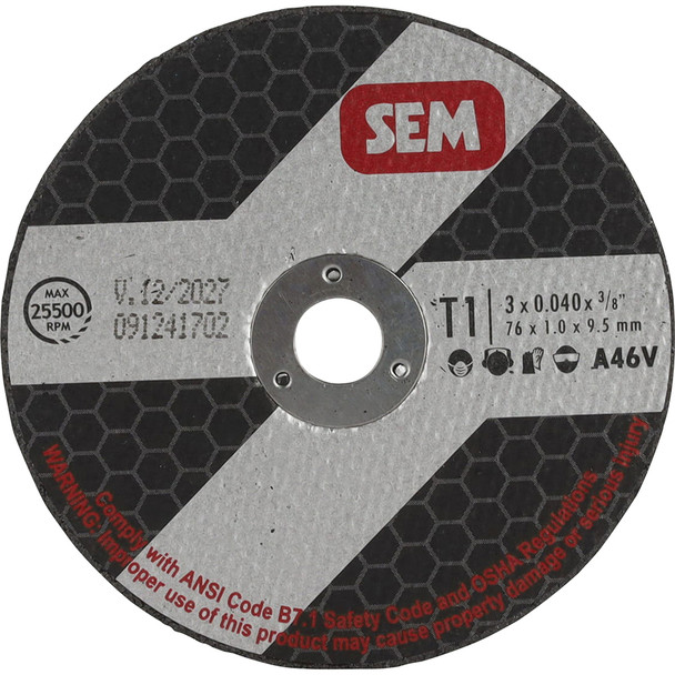 SEM 3in 3/16 Cutoff Wheel, 5/Pack SA30316