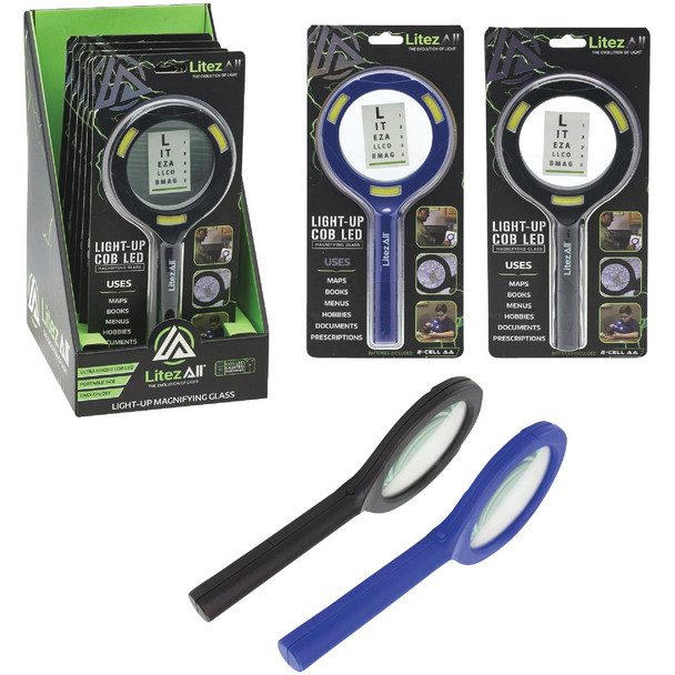 LitezAll COB LED Lighted Handheld Magnifying Glass 21753-6/12 Pack of 6