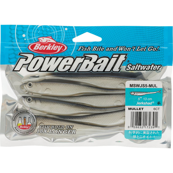Berkley PowerBait Mullet Saltwater Jerk Shad Fishing Lure MSWJS5-MUL