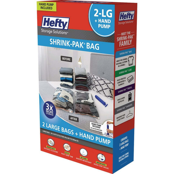 Hefty Shrink-Pak Large Storage Bags with Hand Pump (2-Count) HFT-7090463-2
