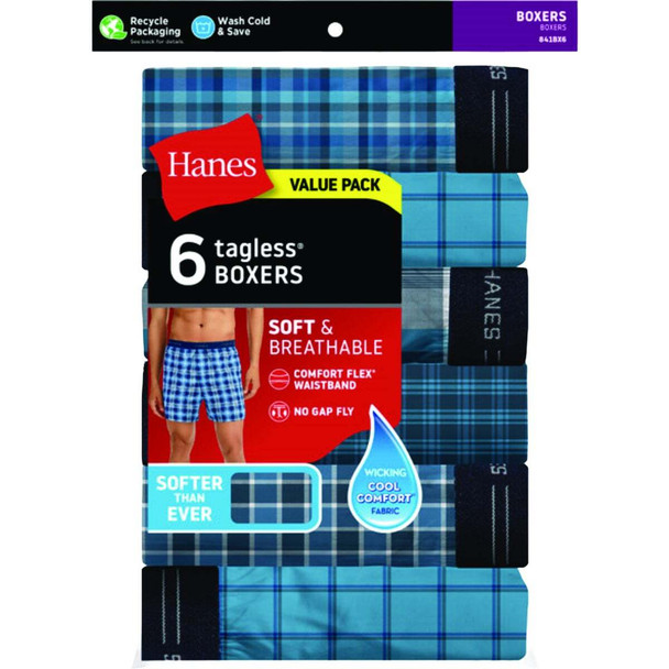 Hanes Men's S Woven Multi-Color Boxer (6-Pack) 841BX6-S