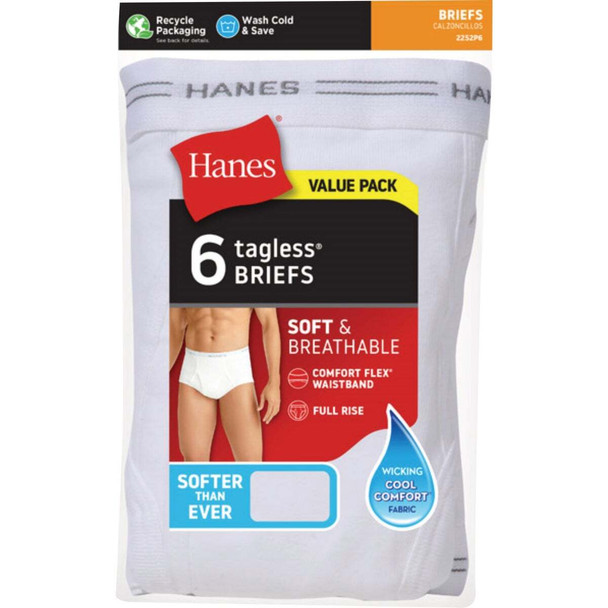 Hanes Men's 2XL White Briefs (6-Pack) 2252P6-2X