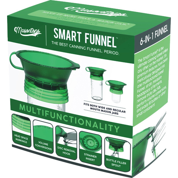 Masontops Smart Funnel 6-in-1 Multifunctional Canning Funnel, Green MTCFGR