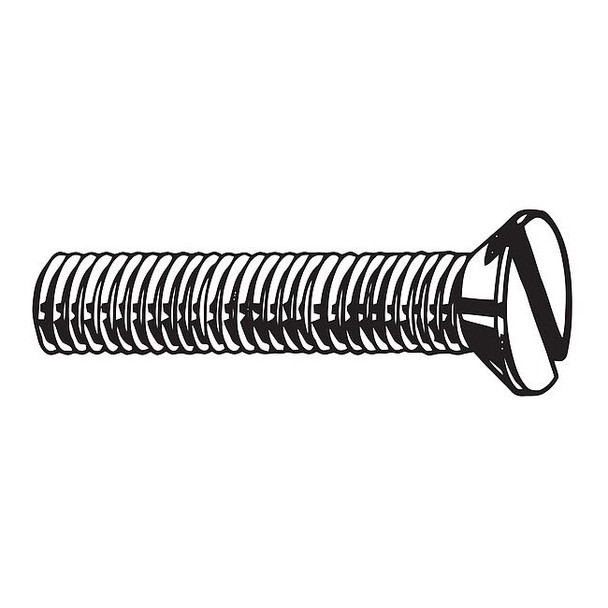 1/4"-20 x 5/8 in Slotted Flat Machine Screw, Plain 18-8 Stainless Steel, 50 PK