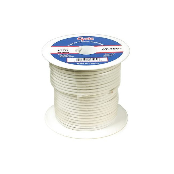 Grote Primary Wire, GPT, 16 AWG, Copper, White, PVC Jacket, Stranded 89-8007
