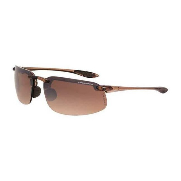 ES4, Safety Glasses, Anti-Scratch, Amber Mirror Lens, Brown Frame, Half-Frame