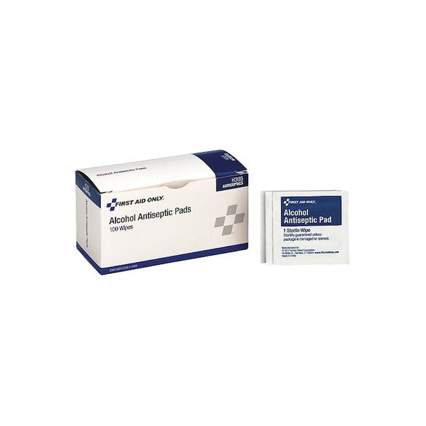 First Aid Only Alcohol Cleansing Pads,1-1/4x2-5/8,PK100 H305