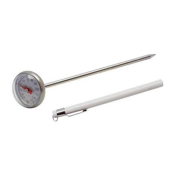 5" Stem Analog Dial Pocket Thermometer, 25 Degrees to 125 Degrees F