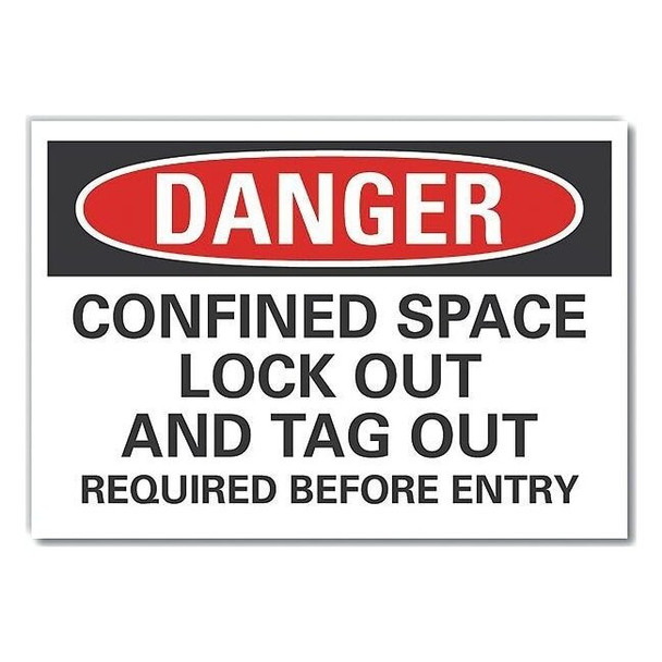 Lyle Decal,Danger Confined Space,5 x 3.5", LCU4-0667-RD_5X3.5 LCU4-0667-RD_5X3.5