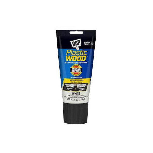 Dap Wood Filler, 6 oz, Tube, White, Plastic Wood 7079800585 Pack of 6