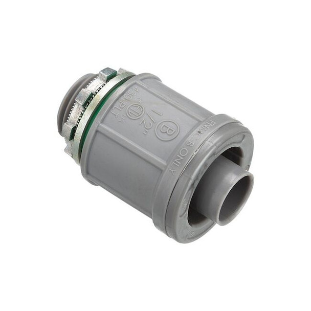 Conduit Fitting Connector, 1 in, Threaded, Nylon, Gray
