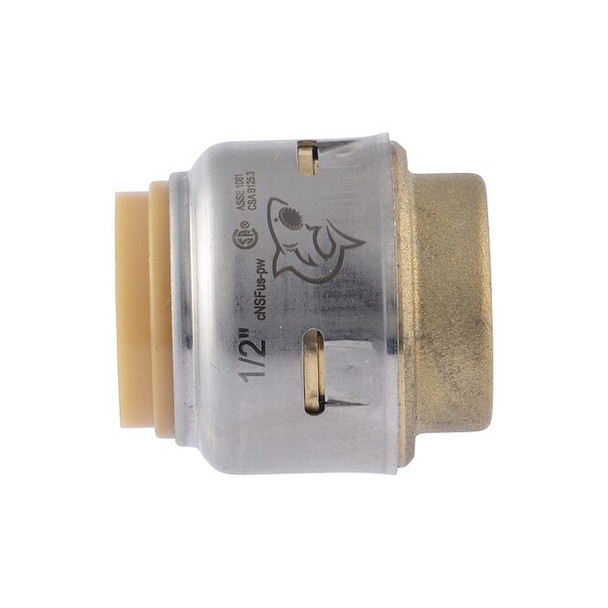 Sharkbite Cap, Brass, Push-to-Connect 5/8 in UR514 Pack of 12