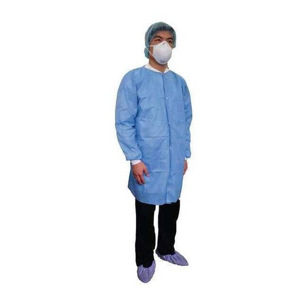 Condor Condor Disposable Lab Coat, SMS, Snaps Closure, Blue, 3XL 31TV11
