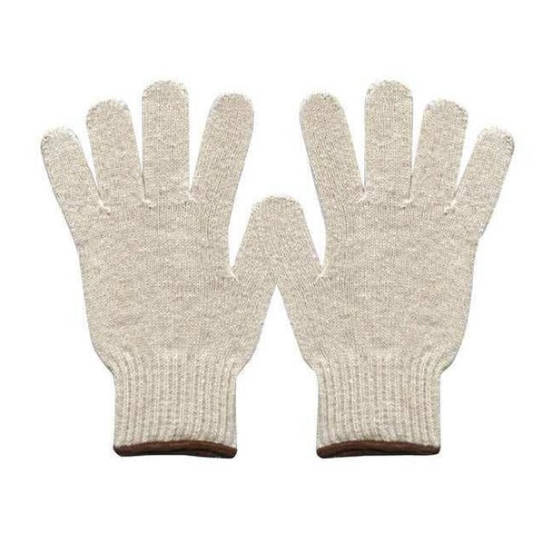 Knit Gloves, Cotton, Polyester, None Uncoated, White, L, 1 PR Pack of 12