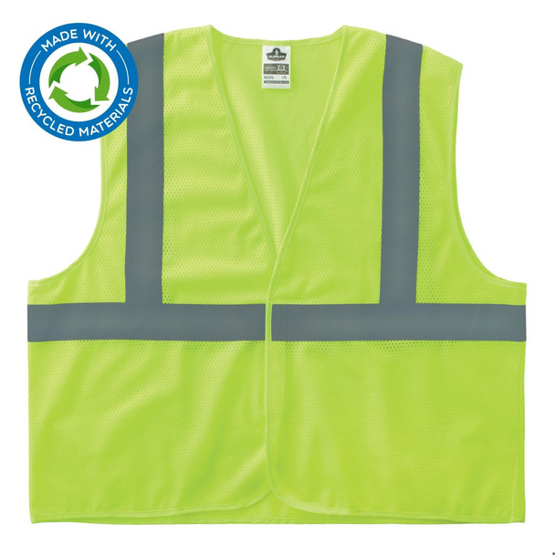 Hi-Vis Safety Vest, 100% recycled polyester, Lime, Size 2XL/3XL Pack of 2